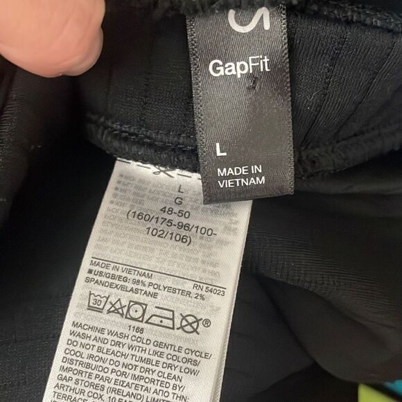 GapFit Jacquard Pull Over Ribbed Side Snap Mock Neck Sweatshirt sz L True Black - Picture 4 of 6